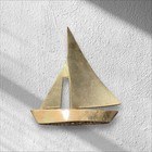 Solid Brass Sailboat Mid-century Nautical Decor Two Pieces