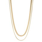 18k Gold Pvd Layered Necklace Herringbone Snake Chain Waterproof Tarnish Free