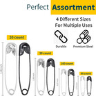 210 Pcs 4 Different Sizes Silver And Black Safety Pins Assorted  Small And Large