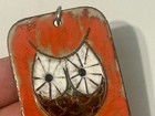 Vintage Owl Charm Handmade Retro 70s Looking Owl Orang Brown White 