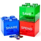 Save Spend Share Piggy Bank For Kids - Clear Transparent Plastic Coin Banks F   