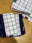 Vtg Thomason Queen Sheet Set Geometric Squares 80s Primary Colors