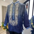 Filipino Formal Blue   White Embroidered Barong Tagalog