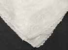 Vintage Hand Embroidered White Linen Handkerchief Scalloped Edges W Bows