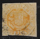 Venezuela  1865  Scott 21  2 Reales  Cut Lower Edge  Used  Ebv488