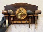Vintage Wooden Pipe Rack Dog Portrait   Estate Briar Tobacco Pipes Lot Luxor