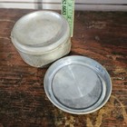 Vintage Aluminum Round Vanity Powder Puff Musical Trinket Box  Works