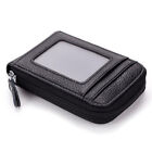 Men Wallet Credit Card Holder Genuine Leather Rfid Blocking Zipper Pocket Thin