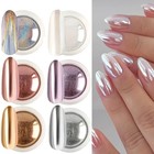 6pcs Mirror Chrome Nail Powder Aurora Holographic Metallic Nail Art Pigment