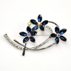 Navy Blue Brooch Rhinestone Flower Brooches Pin Woman Gift Boutonniere Pin