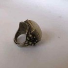 China Antique Rings Chinese Retro Craft Made Old Tibetan Inlaid White Jade Ring