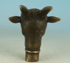 Heavy Brass Goat Rams Head Horn Nly Head Handle Of Shaft Walking Stick Cane 