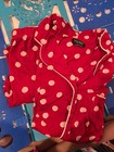 Kate Spade New York Women s 2pc Notch Pajama Set Jersey Red Pink Double Dot Sz M