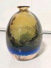 Vintage Blown Glass Vase Blue Multi Color Heavy Weighted Thick Bottom 6  Tall 