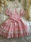 Vintage Girls Pink Dress Twirl Toddler Circle Cut Apron Small World Size 8
