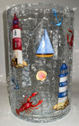 Yankee Candle 7  Sailboats On The Coast Sealife Crackle Glass Candle Holder Nib