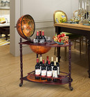 Vintage Style Bar Liquor Cart Tea Drinks Serving Trolley Wood Rolling Wine Rack