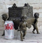 Antique Style Vase French Empire Bronzed Metal Cherub Neoclassical Ornate Nr