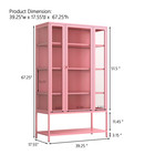 67 25   Tall Iron Display Cabinet Glass Door And Led Lights Steel Curio Cabinet