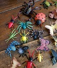 Large Lot Of Rubbery Plastic Butterfly Scorpion Grasshopper Spider Insects Toys