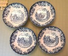  set Of 4   Vintage Johnson Brothers Coaching Scenes Cereal Bowl 6  Blue Euc
