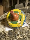 Tin Spinning Top Toy C1950s Pump Dutch Boy   Girl Skaters Lithograph  Vintage