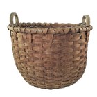 Antique Large Woven Splint Gathering Basket Farmhouse Hearth D  cor