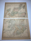 1890 2-piece Map Of Scotland Fm 1890 Rand-mcnally Atlas See Pics   Descrip