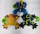 3 Vintage 1991 Determined Productions Applause Plush Dart Frog Stuffed Animals