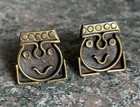 Pair Of Vintage Mayan Mexico Mid Century Modern Mixed Metal Cufflinks