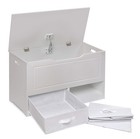 Basket Toy Box And Storage Bench  White With 2 Reversible Baskets  Safety Hinge