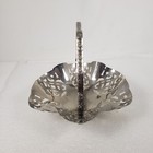 Vtg Silver Plate Footed W  Folding Handle Serving Dish Basket Bowl Candy Dish