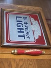 Budweiser Bar Decor Set  Framed Mirror  Metal Sign   Beer Tap Handle Bundle