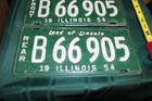 Beautiful Metal Pair  Illinois License Plates  1954 B66 905 Plus Bonus 669214