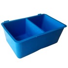2pcs Blue Divided 1 Pint   16 Fl Oz Hanging Feed   Water Cage Cups Poultry Bird