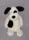 Jellycat Bashful Black   White Puppy Plush Lovey  12   Vguc