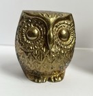 Pair Vintage Solid Brass Owl Figurines - Set Of 2 Owls India Mcm
