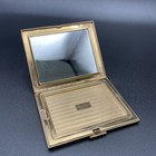 Vintage Antique Signed Elgin American Heavy Brass Mother Of Pearl Square Compact