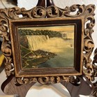 Victorian Niagara Falls Framed Prints Pair Hand-carved Gesso Wood C1900