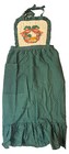 Vtg Full Bib Christmas Apron Duck In Wreath Handmade Pocket Green Cottagecore