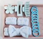 Pink blue Hair Accessory Set Claw Clips Spiral Hair Ties Headband Wristbands  