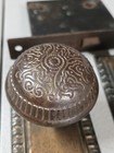 Antique Victorian Eastlake Door Knob Set Ornate Backplates Mortise Lock Vintage