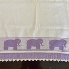 Vintage Cannon Purple Elephant Kitchen Tea Towel White Lace Edges
