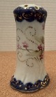 Antique Victorian Hatpin Holder Japan Navy   Gold Trim W flowers Violets
