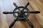Antique Ships Wheel 12  Wood Handle Boat Steering Old Cast Iron Lighthouse
