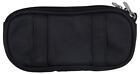 Genuine Leather Zippered Double Eyeglass Sunglasses Case Holder Black