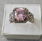 Large Round Pink  Cz Sterling 925 Ring Size 10