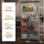 Glass Display Cabinet Adjustable Shelves Storage Curio Bookshelf Case Push Light