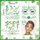 Halloween Ivy Leaf Face Temporary Tattoos  4 Sheets Green Vine Plant Face Sticke