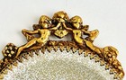 Vintage Antique Gold Vanity Hand Double Mirror Cherubs Baroque Victorian Style